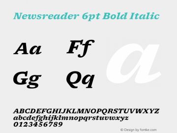 Newsreader 6pt Bold Italic Version 1.003图片样张