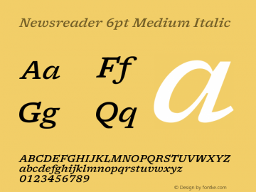 Newsreader 6pt Medium Italic Version 1.003图片样张