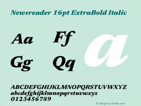 Newsreader 16pt ExtraBold Italic Version 1.003图片样张