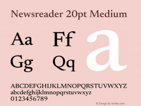 Newsreader 20pt Medium Version 1.003 Font Sample