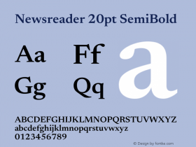 Newsreader 20pt SemiBold Version 1.003 Font Sample