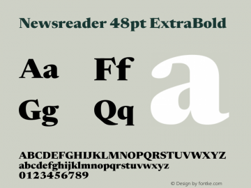 Newsreader 48pt ExtraBold Version 1.003 Font Sample