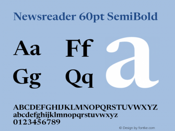 Newsreader 60pt SemiBold Version 1.003 Font Sample