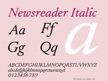 Newsreader 16pt Italic Version 1.003图片样张