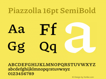 Piazzolla 16pt SemiBold Version 2.001 Font Sample