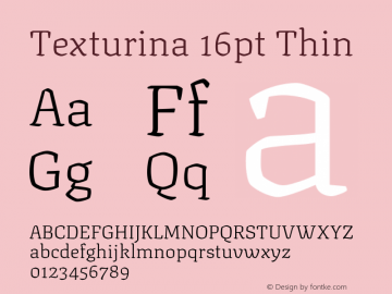 Texturina 16pt Thin Version 1.002 Font Sample