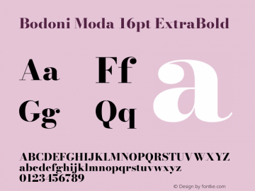 Bodoni Moda 16pt ExtraBold Version 2.004图片样张