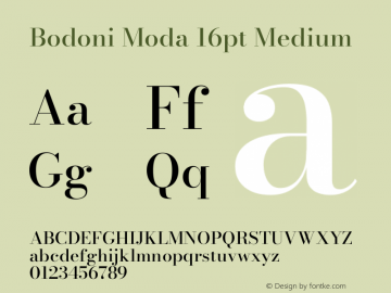 Bodoni Moda 16pt Medium Version 2.004 Font Sample