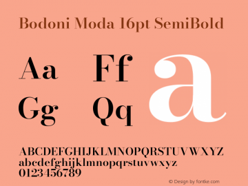 Bodoni Moda 16pt SemiBold Version 2.004图片样张