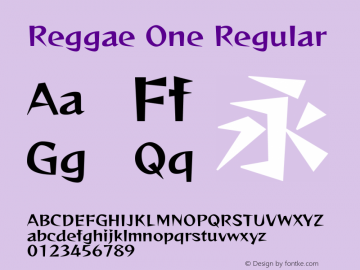 Reggae One Regular Version 1.000; ttfautohint (v1.8.3) Font Sample