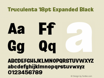 Truculenta 18pt Expanded Black Version 1.002 Font Sample