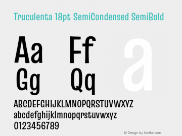 Truculenta 18pt SemiCondensed SemiBold Version 1.002 Font Sample