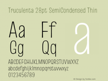 Truculenta 28pt SemiCondensed Thin Version 1.002图片样张