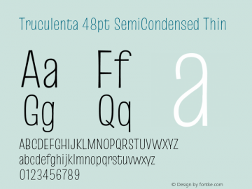 Truculenta 48pt SemiCondensed Thin Version 1.002图片样张