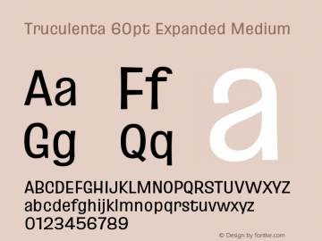 Truculenta 60pt Expanded Medium Version 1.002图片样张