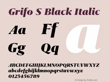 Grifo S Black Italic Version 2.001 Font Sample