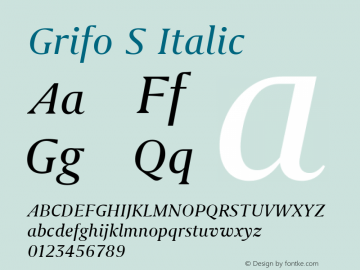 Grifo S Italic Version 2.001 Font Sample