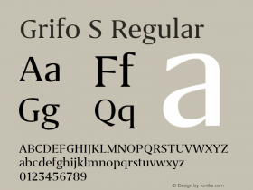 Grifo S Regular Version 2.001 Font Sample