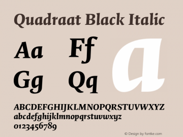 Quadraat-BlackItalic Version 8.001 Font Sample