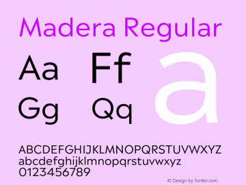 Madera Regular Version 2.01 Font Sample