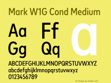 Mark W1G Cond Medium Version 1.00, build 9, g2.6.4 b1272, s3 Font Sample