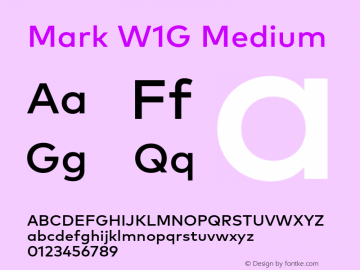 Mark W1G Medium Version 1.00, build 8, g2.6.4 b1272, s3 Font Sample