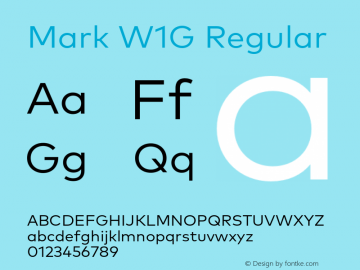 Mark W1G Regular Version 1.00, build 8, g2.6.4 b1272, s3 Font Sample