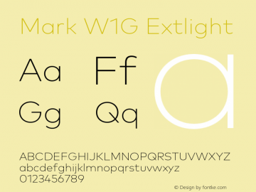 Mark W1G Extlight Version 1.00, build 8, g2.6.4 b1272, s3 Font Sample