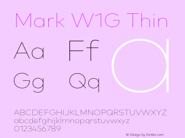 Mark W1G Thin Version 1.00, build 8, g2.6.4 b1272, s3 Font Sample