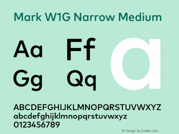 Mark W1G Narrow Medium Version 1.00, build 8, g2.6.4 b1272, s3 Font Sample