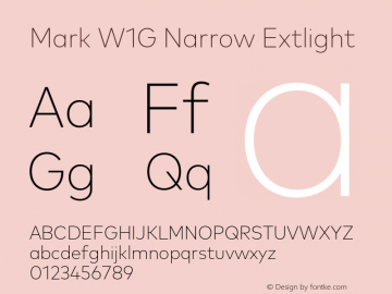 Mark W1G Narrow Extlight Version 1.00, build 8, g2.6.4 b1272, s3 Font Sample