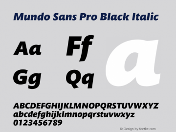 Mundo Sans Pro Black It Version 2.00, build 4, s3图片样张