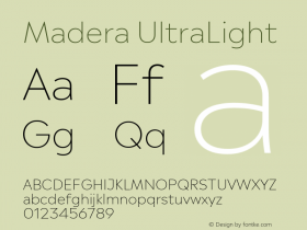 Madera UltraLight Version 2.01 Font Sample