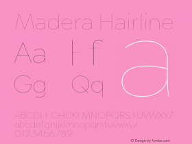 Madera Hairline Version 2.01 Font Sample