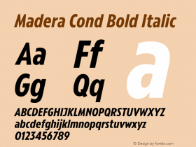 Madera Cond Bold Italic Version 2.01 Font Sample