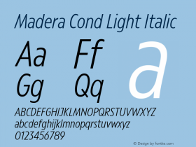 Madera Cond Light Italic Version 2.01图片样张