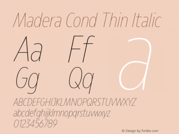 Madera Cond Thin Italic Version 2.01图片样张