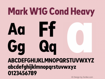 Mark W1G Cond Heavy Version 1.00, build 9, g2.6.4 b1272, s3 Font Sample