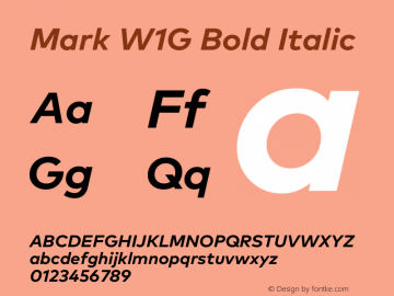 Mark W1G Bold Italic Version 1.00, build 8, g2.6.4 b1272, s3 Font Sample