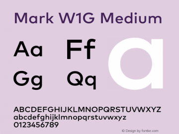 Mark W1G Medium Version 1.00, build 8, g2.6.4 b1272, s3 Font Sample