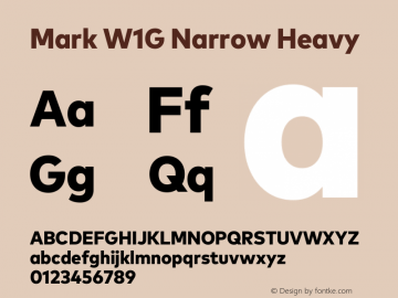 Mark W1G Narrow Heavy Version 1.00, build 8, g2.6.4 b1272, s3 Font Sample