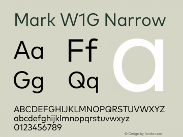 Mark W1G Narrow Version 1.00, build 8, g2.6.4 b1272, s3 Font Sample