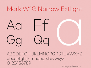 Mark W1G Narrow Extlight Version 1.00, build 8, g2.6.4 b1272, s3 Font Sample