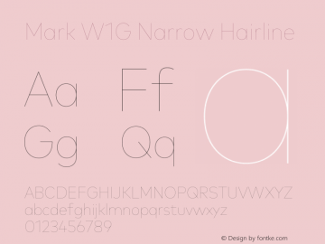 Mark W1G Narrow Hairline Version 1.00, build 8, g2.6.4 b1272, s3 Font Sample