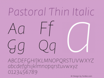 Pastoral Thin Italic Version 1.00 Font Sample