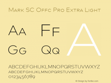 Mark SC Offc Pro Extra Light Version 7.504; 2013; Build 1022 Font Sample