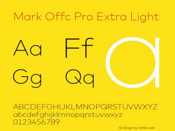 Mark Offc Pro Extra Light Version 7.504; 2013; Build 1022 Font Sample