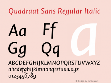 Quadraat Sans Italic Version 8.001 | wf-rip DC20190410图片样张
