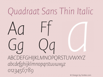 Quadraat Sans Thin Italic Version 8.001 | wf-rip DC20190410图片样张