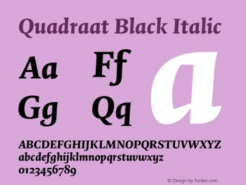 Quadraat Black Italic Version 8.001 | wf-rip DC20190125 Font Sample